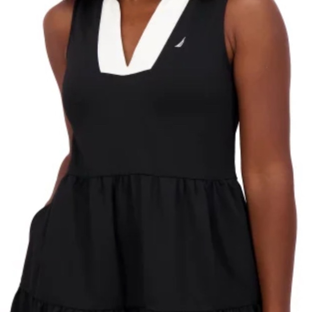 Nautica Black Dress with White Trim Neck Line NWT - Picture 3 of 6